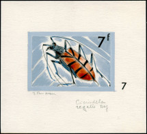 MAQ Insectes - Poste - Congo Belge, Yvert 754, Maquette Originale Aquarelle & Encre (80x55), Signée Van Noten 75f. Insec - Andere & Zonder Classificatie