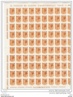 REPUBBLICA  VARIETA': 1968/74  TURR. FL. ARABICA  £. 6  FGL. 100  N. -  DENT. APERTA  TRA I° E II° FILA  -  C.E.I. 1085 - Full Sheets