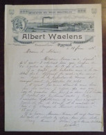 Lettre Avec Gravure " Ets Albert Waelens " Importation Des Huiles Industrielles à Renaix 1926 - 1900 – 1949