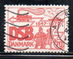 DANEMARK DANMARK DENMARK DANIMARCA 1972 DANISH STATE RAILWAYS 70o USED USATO OBLITERE' - Used Stamps