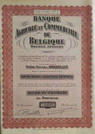 Banque Agricole Et Commerciale De Belgique - Action De Dividende -1935 - Bruxelles - Banque & Assurance