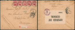 Albert I - N°138 X5 Sur Lettre En Recommandé De Ohain (1919) > Philadelphia (Amérique) / Fortune - Fortune (1919)