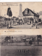 2 CP La Croisille Place Marché Monument Morts 1914  Et Vue Générale Envoi Mont Notre Dame Aisne - Other & Unclassified