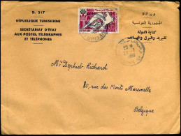 Cover To Marcinelle, Belgium - "République Tunisienne, Sécrétariat D'état Aux Postes, Télégraphes Et Téléphones" - Tunesië (1956-...)
