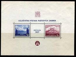 Bratislava 1937 - National Stamps Exhibition - No Gum - Nuevos