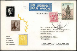 België Herdenkt De Eerste Postzegel Van Hongarije - "Budapest 71" Bijzondere Vlucht Antwerpen-Budapest - Briefe U. Dokumente