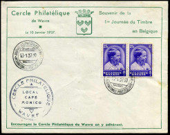 439 In Paar - Cercle Philatélique De Wavre - Souvenir De La 1re Journée Du Timbre En Belgique - Briefe U. Dokumente
