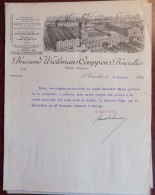 Lettre Avec Gravure Ets " Brasserie Wielemans Ceuppens Bruxelles " 1924 - 1900 – 1949