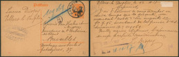Guerre 14-18 - EP Au Type 8ctm Obl Simple Cercle "Hannut" (1917, Origine Villers-le-Peuplier) > Bruxelles - Occupation Allemande