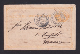1892 - 3 S. Gelb Ganzsache Ab SHANGHAI Via Yokohama Nach Crefeld - Storia Postale