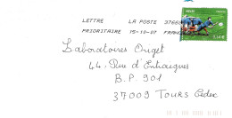 TIMBRE N° 4063  -  RUGBY MELEE  - AU TARIF DU 1 10 06 AU 28 2 08  -  SEUL SUR LETTRE  -  2007 - Postal Rates