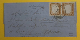 1863 VISSO MARCHE CON 10 CENT COPPIA  SU LETTERA TASSATA X ROMA EX BOLAFFI - Sardinien