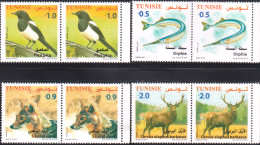 2018-Tunisie- Faune Terrestre, Maritime-Orphie, Chacal Doré, Pica Pica, Cervus Elaphus -paire / 8V / SC  -MNH***** - Piciformes (pájaros Carpinteros)