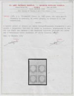 1928 - 2 Lire Floreale (Sassone N.150) Prova Del Solo Ornato Floreale Arancio, Blocco Di 4 - Neufs