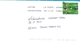 TIMBRE N° 4068  -  RUGBY PASSE  - AU TARIF DU 1 10 06 AU 28 2 08  -  SEUL SUR LETTRE  -  2007 - Posttarieven