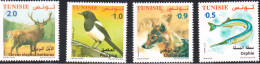 2018-Tunisie- Faune Terrestre, Maritime-Orphie, Chacal Doré, Pica Pica, Cervus Elaphus-série Complète 4V+FDC -MNH***** - Tunesien (1956-...)