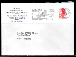P257 - LETTRE DE LE MANS DU 06/04/82 - FLAMME - SOLDAT DE FRANCE U.N.C. A.F.N. - Brieven En Documenten