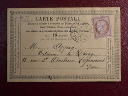 FRANCE    CARTE LETTRE  RR 11 NOV. 1864 ETOILE DE  PARIS  N° 22  + CERES 10C   + AFF. INTERESSANT+DP6 - 1849-1876: Période Classique