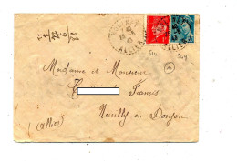 Lettre Cachet Molinet Sur Patain Mercure - Manual Postmarks