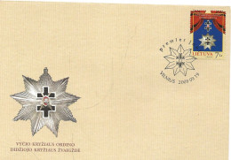 Lithuania Litauen Lietuva 2009 Order (II). Grand Cross Of The Vytautas Cross Order.Mi 1020 FDC - Estonie