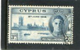 CYPRUS - 1946  VICTORY  3 Pi   FINE USED - Cipro (...-1960)