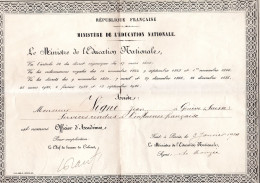 1934 MINISTRE De L' EDUCATION NATIONALE " à Mr VIGNE Jean Pour SERVICES Rendus à L' INFLUENCE FRANCAISE " - Historische Dokumente