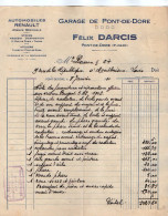 VP23.122 - 1930 - Facture - Automobiles RENAULT, Garage De PONT - DE - DORE, M. Félix DARCIS à PONT - DE - DORE & THIERS - Automobile