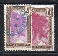 Q453a - MADAGASCAR 1930 , 2 Nuance Usate Del 4 Cent Yvert N. 163  (37CRT) - Used Stamps