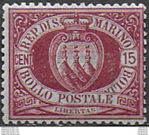 1894 San Marino Stemma 15c. Carmino Bruno MNH Sassone N. 15 - Andere & Zonder Classificatie