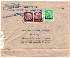 1941 " CREDIT INDUSTRIEL D' ALSACE Et De LORRAINE " Au Dos CONTROLE Et CENSURE ALLEMANDE - Briefe U. Dokumente