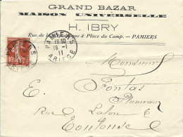 111 --- Lettre 09 PAMIERS H.Ibry Grand Bazar - 1900 – 1949