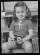 Orig. XL Foto 60er Jahre Süßes Mädchen Mit Zöpfen, Portrait,  Cute Girl With Pigtails, Summer Fashion - Anonymous Persons