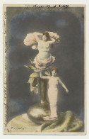 Carte Fantaisie Surréalisme - Femme Dans Un Vase Fleuri.... - Women