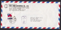 Taiwan: Airmail Cover To Netherlands, 1 Stamp, Flag (minor Damage, See Scan) - Cartas & Documentos