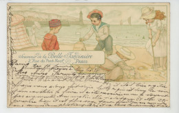 PUBLICITÉ - ENFANTS - Jolie Carte PUB "Souvenir De LA BELLE JARDINIERE PARIS " - Enfants Jouant Dans Le Sable - Advertising