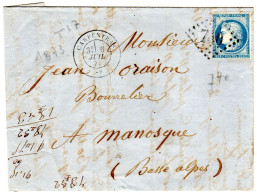 1873  CAD T 17 De CARPENTRAS  G C 740  Envoyée à MANOSQUE - 1849-1876: Période Classique