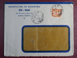 INDOCHINE   LETTRE RR FENETRE 1937 HANOI TONKIN  A TROYES FRANCE PROB.  +  + AFF. INTERESSANT+DP6 - Luchtpost