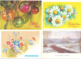 Russia 10 Different 4K Picture Postal Stationery Cards 1980s Unused. Birthday Greetings Women's Day Flowers - 1980-91