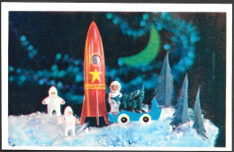 Soviet Space Propaganda Postcard 1975. Rocket Cosmonaut New Year Greetings - UdSSR