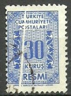 Turkey; 1962 Official Stamp 30 K. "Pleat ERROR" - Timbres De Service