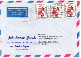 78980 - Bund - 1970 - 3@30Pfg Comenius A LpBf FUERTH -> Chicago, IL (USA) - Lettres & Documents