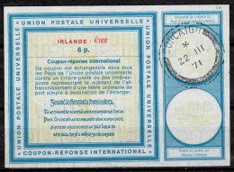 IRLANDE IRELAND ÉIRE  Vi19 6p.  International Reply Coupon Reponse Antwortschein IRC IAS O CORCAIGH  22.03.71 - Postal Stationery