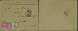 émission 1884 - N°45 Et 46 X2 Sur Lettre à En-tête (Wondelgem) Obl Simple Cercle "Evergem" (1891) > Lille - 1884-1891 Leopold II.