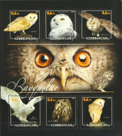 Azerbajan 2017, Animals, Owls, 6val In Block - Uilen