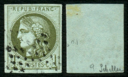 France N° 39Cb Obl. étoile Pleine - Signé Scheller - Cote 620 Euros - TTB Qualité - 1870 Emissione Di Bordeaux