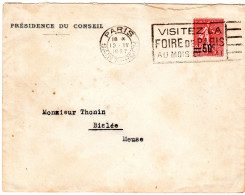 1927  CAD  De PARIS  SAINT ROCH  "  PRESIDENCE DU CONSEIL " Envoyée à BISLEE - Cartas & Documentos