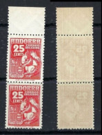 ● ANDORRA 1949 ֍ ESPRESSI ● Scoiattolo ️● N.° 3 ️● Serie Completa ** ● COPPIA  ● Cat. 22 € ️● Lotto N.° 20 ️● - Unused Stamps