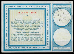 IRLANDE IRELAND ÉIRE  Vi21  8p. International Reply Coupon Reponse Antwortschein IRC IAS O B.A.C. 20.12.74 - Postwaardestukken