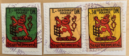 3 Gebührenmarken Stadt Wuppertal (Fiskalmarken, Steuermarken) / Revenue Stamp Germany - Sonstige & Ohne Zuordnung