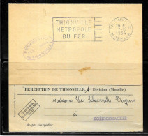 P248 - LETTRE EN FRANCHISE DE THIONVILLE DU 07/12/54 - PERCEPTION C.C.P STRASBOURG - Cartas Civiles En Franquicia